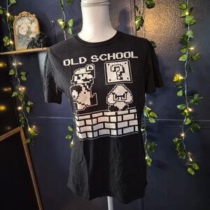 Nintendo Black 'Old School' Pixel Mario Kids Tee